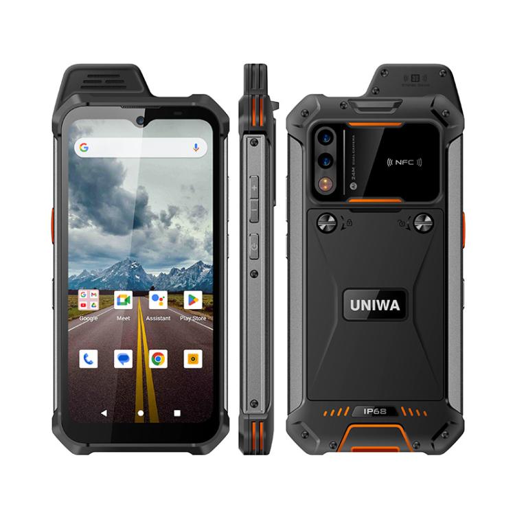 UNIWA W999 Rugged Phone, 8GB+128GB, 6.3 inch Android 13 Mediatek MT6789 Helio G99 Octa Core, NFC, Network: 4G, Plug:EU Plug(Black Orange)