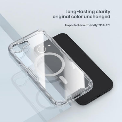 Pour iPhone 16e NILLKIN Coque de Téléphone Magnétique Ultra Transparente PC + TPU (Transparent)