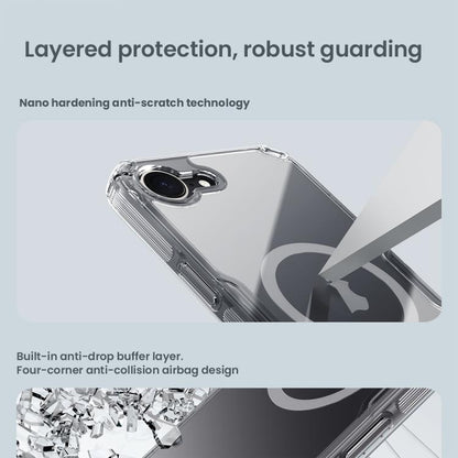 Pour iPhone 16e NILLKIN Coque de Téléphone Magnétique Ultra Transparente PC + TPU (Transparent)
