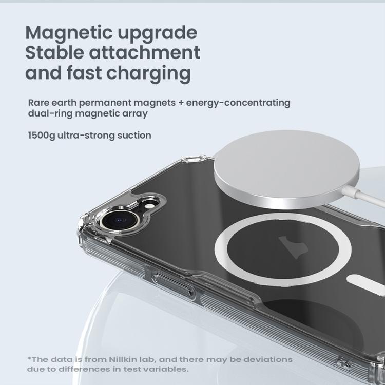 Pour iPhone 16e NILLKIN Coque de Téléphone Magnétique Ultra Transparente PC + TPU (Transparent)