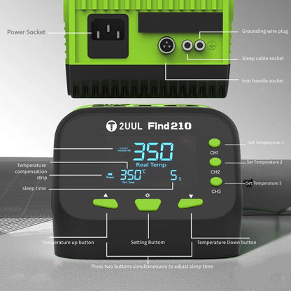 2uul FD01 Find210 60W High-Power AC Transformer Soldering Station, Plug:US Plug