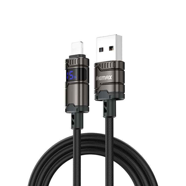 REMAX C01-AL 3A USB to 8 Pin Nylon Braided Data Cable, Length: 1.2m(Black)