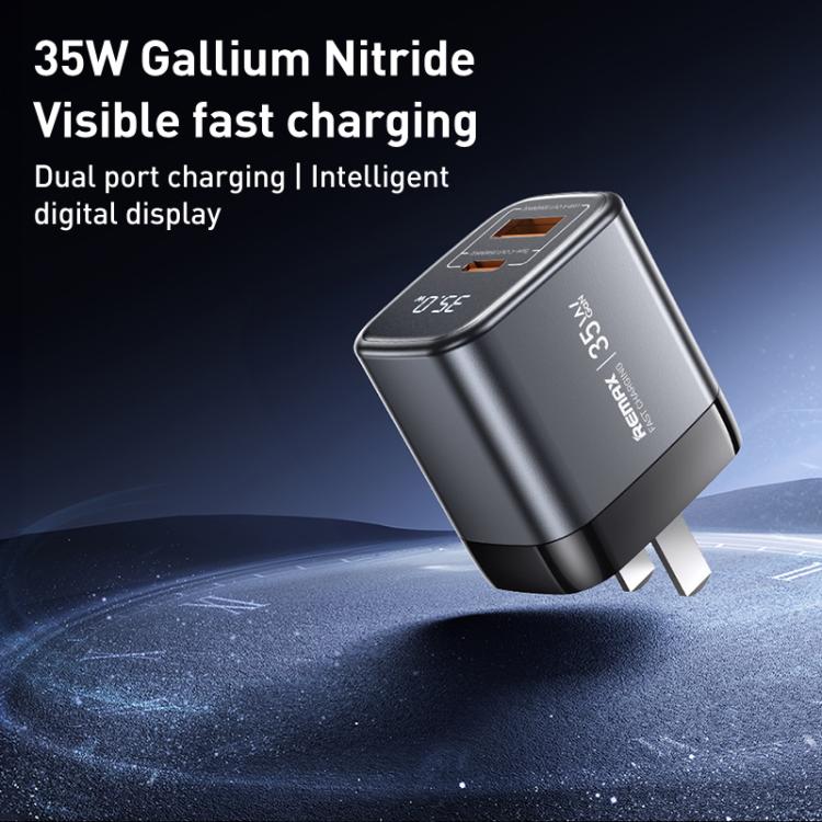 REMAX U2-AC 35W USB and Type-C GaN Digital Display Fast Charger, Specification:UK Plug