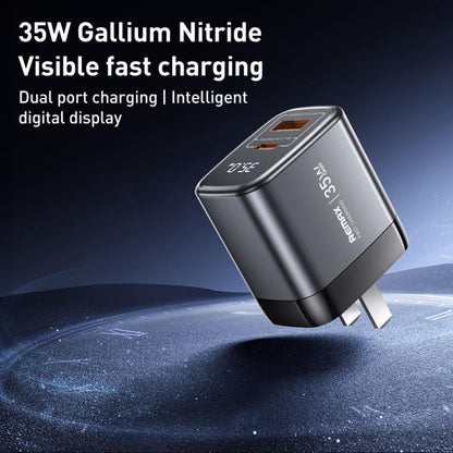 REMAX U2-AC 35W USB and Type-C GaN Digital Display Fast Charger, Specification:UK Plug