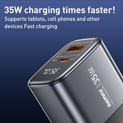 REMAX U2-AC 35W USB and Type-C GaN Digital Display Fast Charger, Specification:UK Plug