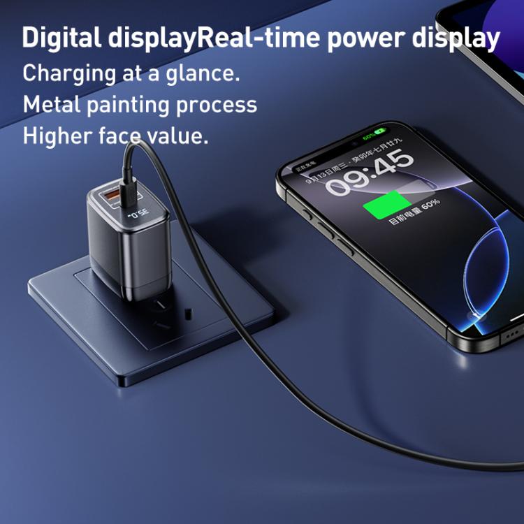 REMAX U2-AC 35W USB and Type-C GaN Digital Display Fast Charger, Specification:EU Plug