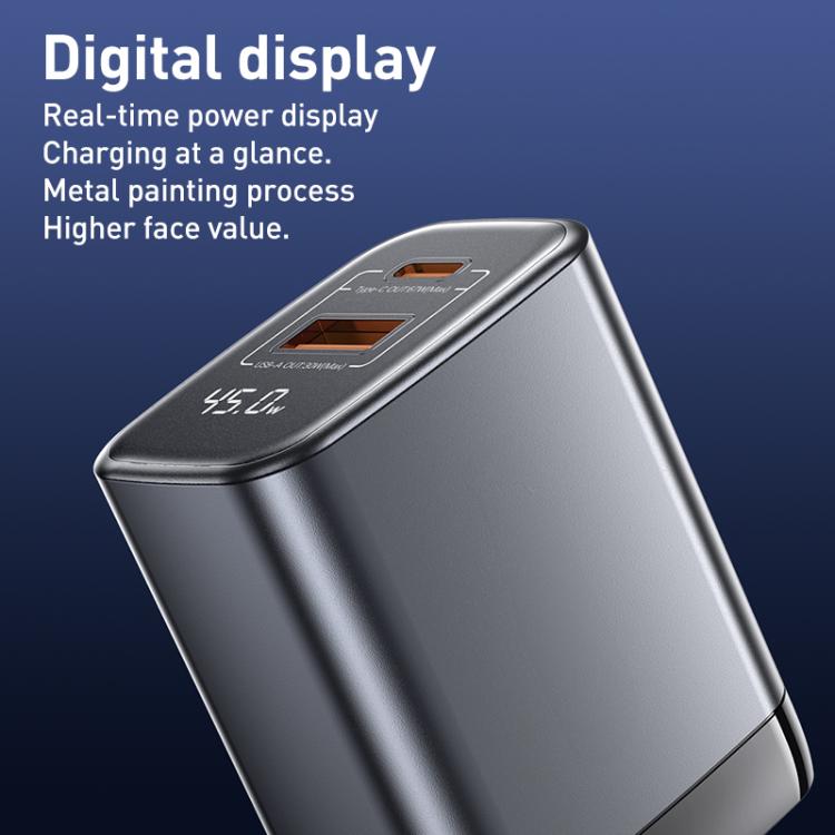 REMAX U2-AC 45W USB and Type-C GaN Digital Display Fast Charger, Specification:EU Plug