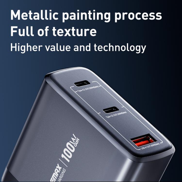 Chargeur rapide REMAX U2-AC 100W USB et double Type-C GaN avec affichage numérique, spécification : prise UE