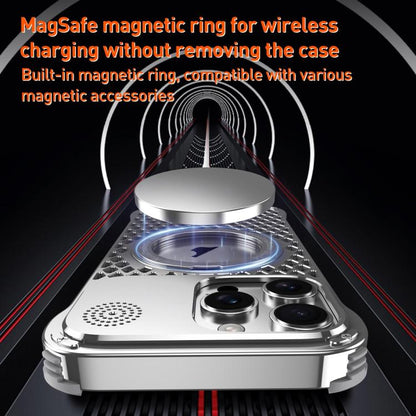 For iPhone 14 R-JUST RJ-64 Aromatherapy Heat Dissipation MagSafe Phone Case with Stand(Grey)