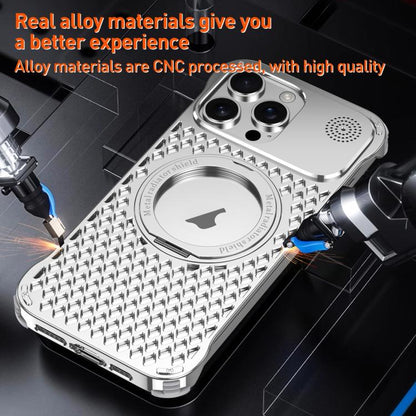 For iPhone 14 Pro Max R-JUST RJ-64 Aromatherapy Heat Dissipation MagSafe Phone Case with Stand(Grey)