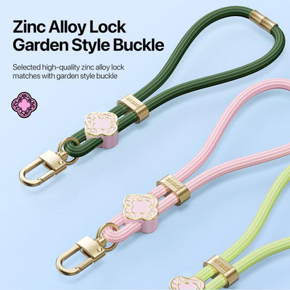 DUX DUCIS Garden Series Begonia Pattern Adjustable Short Phone Lanyard(Army Green)