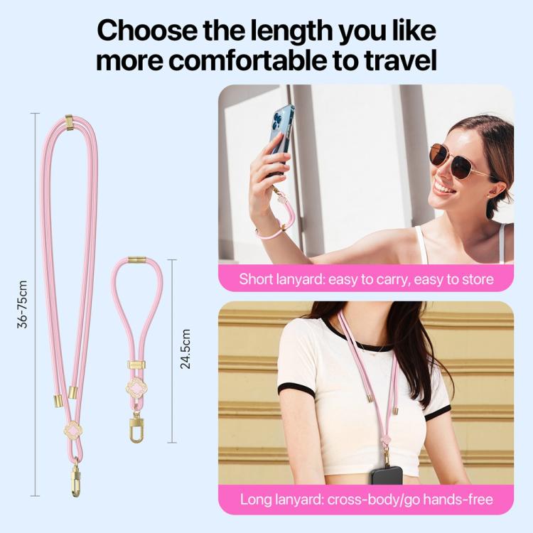 DUX DUCIS Série Garden Cordon court ajustable pour téléphone portable motif Bégonia (rose clair)