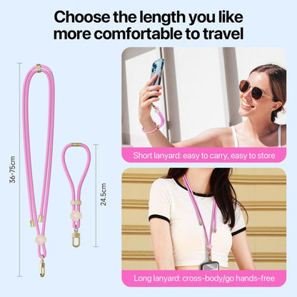 DUX DUCIS Garden Series Begonia Pattern Adjustable Short Phone Lanyard(Pink)