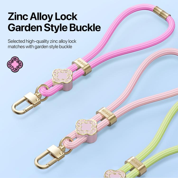 DUX DUCIS Garden Series Begonia Pattern Adjustable Short Phone Lanyard(Pink)