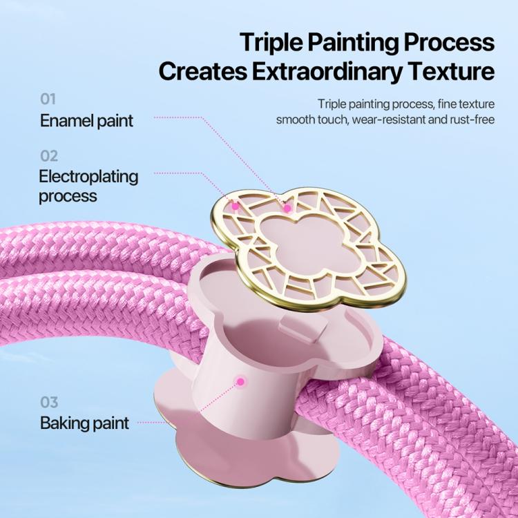 DUX DUCIS Garden Series Begonia Pattern Adjustable Short Phone Lanyard(Pink)