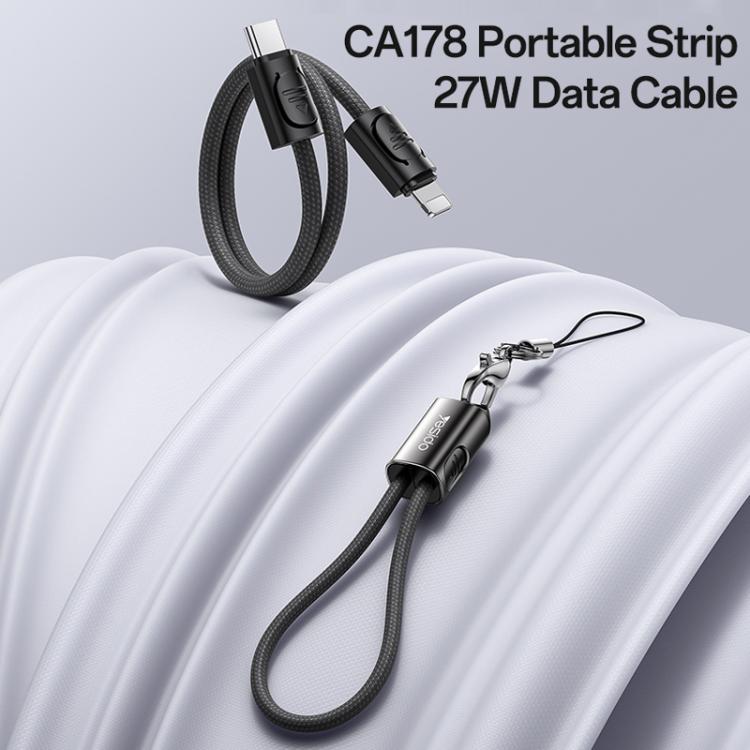 Yesido CA178 Portable Strip PD27W Type-C to 8 Pin Zinc Alloy Data Cable, Length: 20cm(Black)
