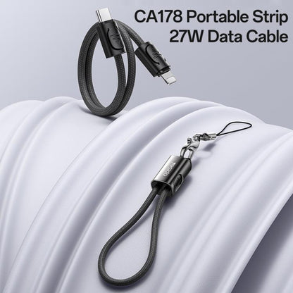 Yesido CA178 Portable Strip PD27W Type-C to 8 Pin Zinc Alloy Data Cable, Length: 20cm(Black)