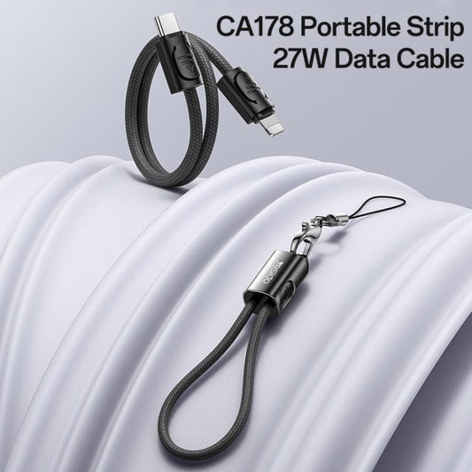 Yesido CA178 Portable Strip PD27W Type-C to 8 Pin Zinc Alloy Data Cable, Length: 20cm(Black)