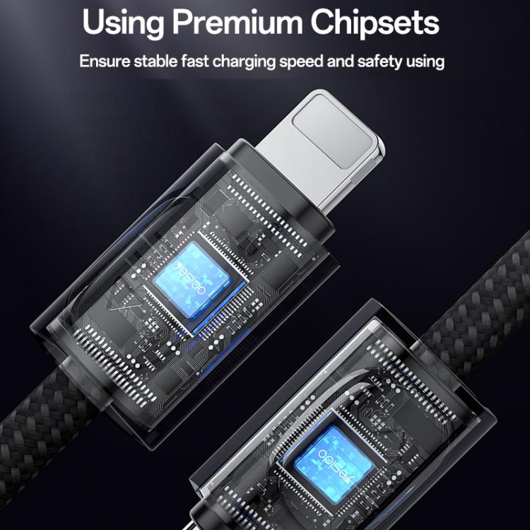 Yesido CA178 Portable Strip PD27W Type-C to 8 Pin Zinc Alloy Data Cable, Length: 20cm(Black)