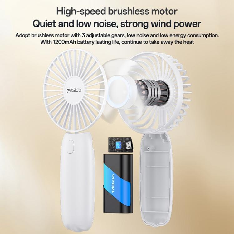 Yesido YF15 Brushless 3-speed Handheld Fan(White)