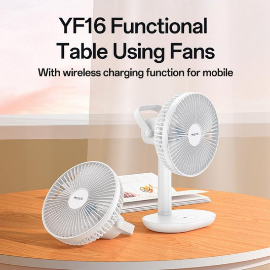 Ventilateur de bureau sans balais Yesido YF16 avec chargeur sans fil (blanc)