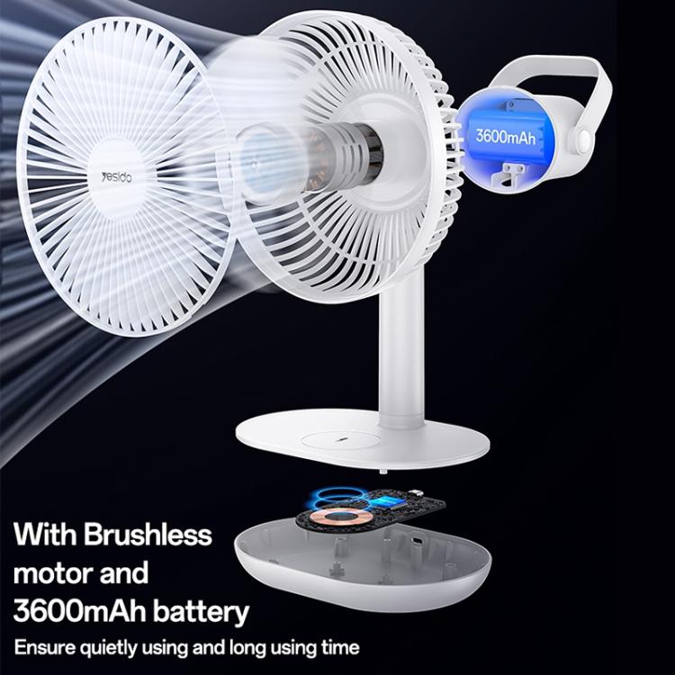 Yesido YF16 Desktop Brushless Fan with Wireless Charger(White)