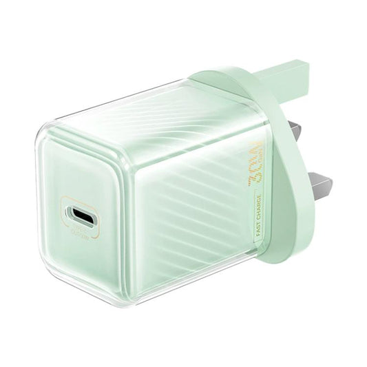 REMAX RP-U91 Jiltry Series 30W PD+QC Type-C GaN Multi-compatible Fast Charger, Plug:UK Plug(Green)