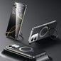 For iPhone 16 SULADA Kevlar Texture MagSafe Magnetic Holder Phone Case(Black)