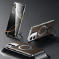 For iPhone 16 Plus SULADA Kevlar Texture MagSafe Magnetic Holder Phone Case(Brown)