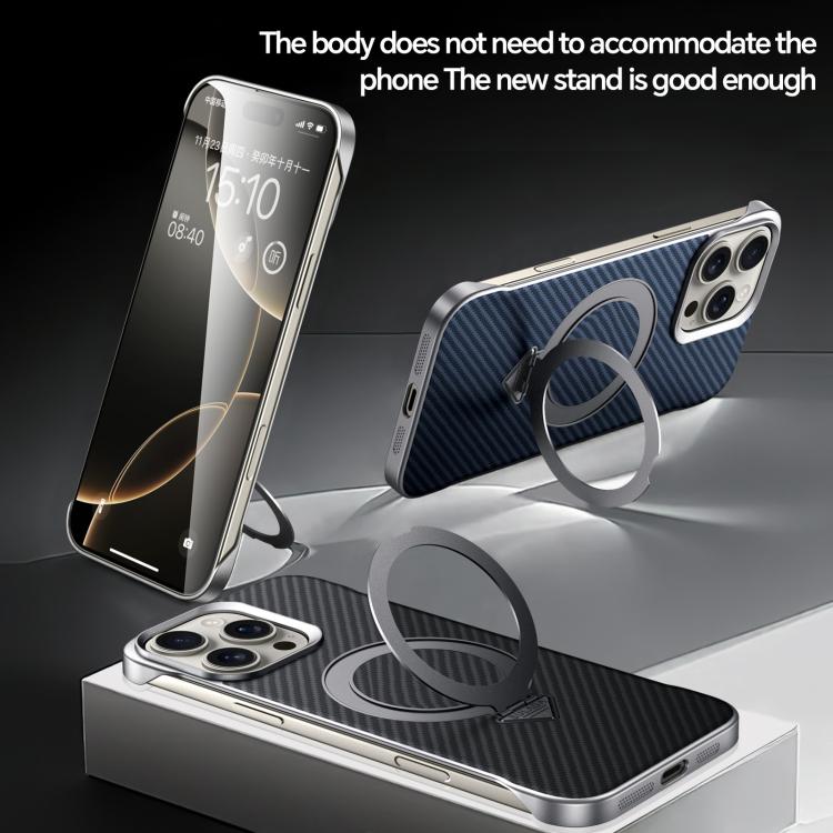 For iPhone 15 Pro SULADA Kevlar Texture MagSafe Magnetic Holder Phone Case(Blue)