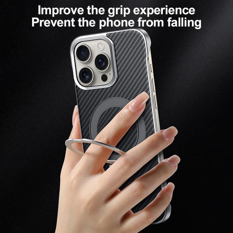 Pour iPhone 16 Pro Max Étui de Téléphone avec Support Magnétique MagSafe Texture Kevlar SULADA (Noir)