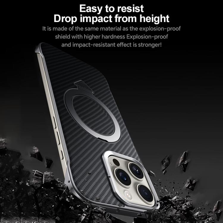 Pour iPhone 16 Pro Max Étui de Téléphone avec Support Magnétique MagSafe Texture Kevlar SULADA (Noir)
