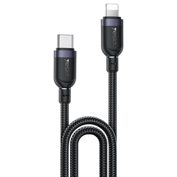 Yesido CA191 27W Type-C to 8 Pin Aluminum Alloy Data Cable, Length: 2m(Black)