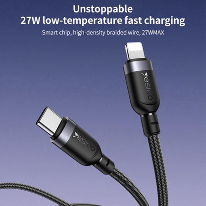 Yesido CA193 27W Type-C to 8 Pin Aluminum Alloy Data Cable, Length: 3m(Black)