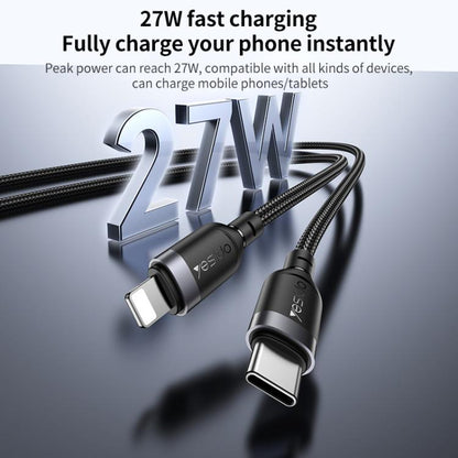 Yesido CA193 27W Type-C to 8 Pin Aluminum Alloy Data Cable, Length: 3m(Black)