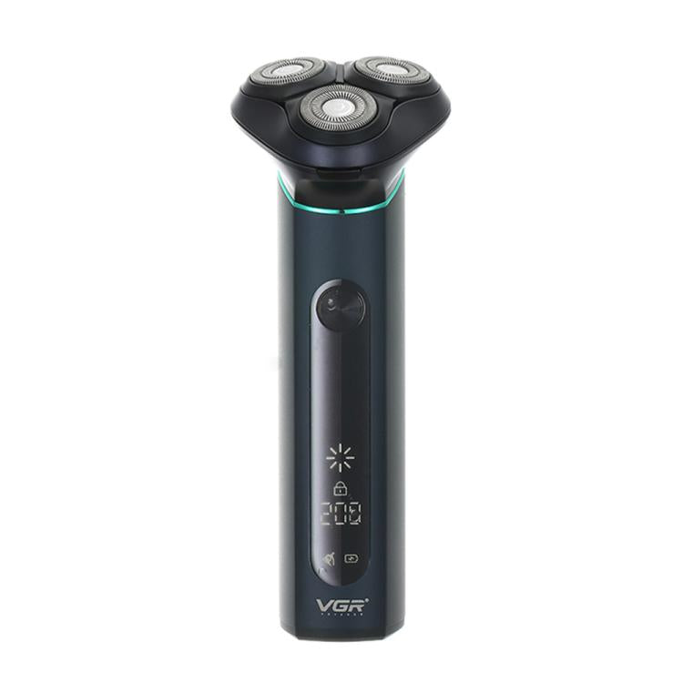 Rasoir électrique VGR V-310 à affichage numérique et trois lames, étanche IPX7 (noir)