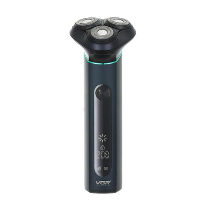 Rasoir électrique VGR V-310 à affichage numérique et trois lames, étanche IPX7 (noir)