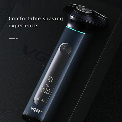 Rasoir électrique VGR V-310 à affichage numérique et trois lames, étanche IPX7 (noir)