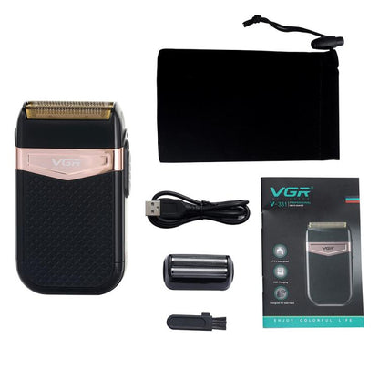 VGR V-331 Reciprocating Rotary 2 Cutter Head IPX4 Electric Shaver(Black)