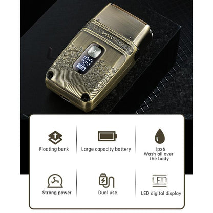 VGR V-335 Retro Digital Display IPX6 Electric Shaver(Gold)
