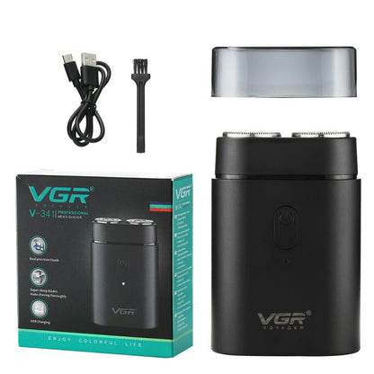 VGR V-341 Rotating 2 Cuttter Head Portable Electric Shaver(Black)