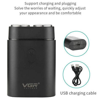 VGR V-341 Rotating 2 Cuttter Head Portable Electric Shaver(Black)