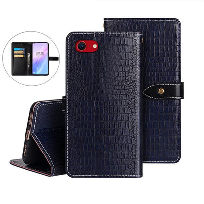 For iPhone 17e / 16e idewei Crocodile Texture Leather Phone Case(Dark Blue)