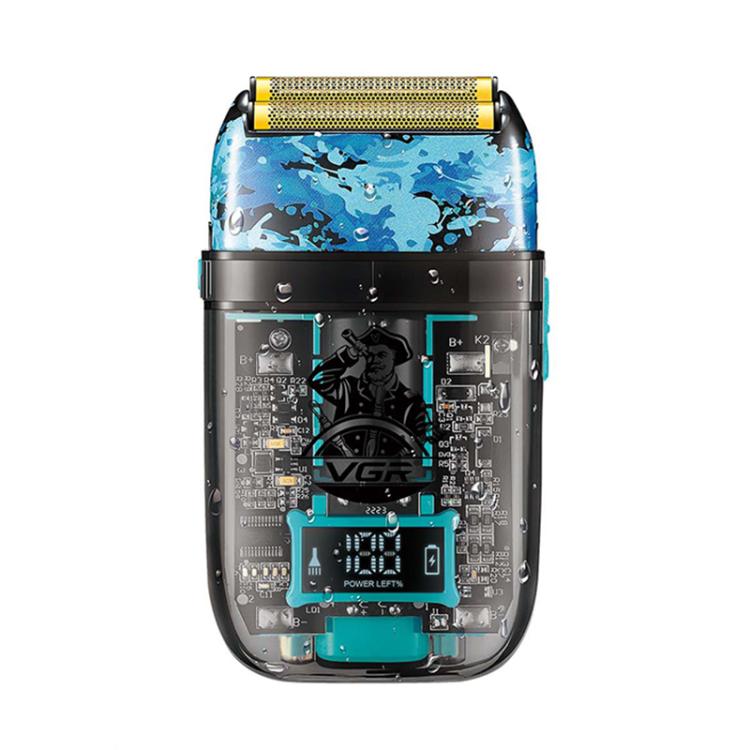 Rasoir électrique portable à grille VGR V-352 à deux têtes de coupe (noir transparent)