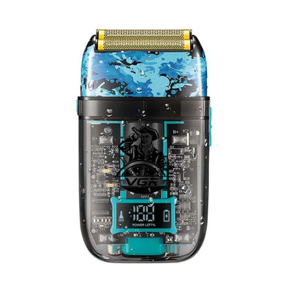 Rasoir électrique portable à grille VGR V-352 à deux têtes de coupe (noir transparent)