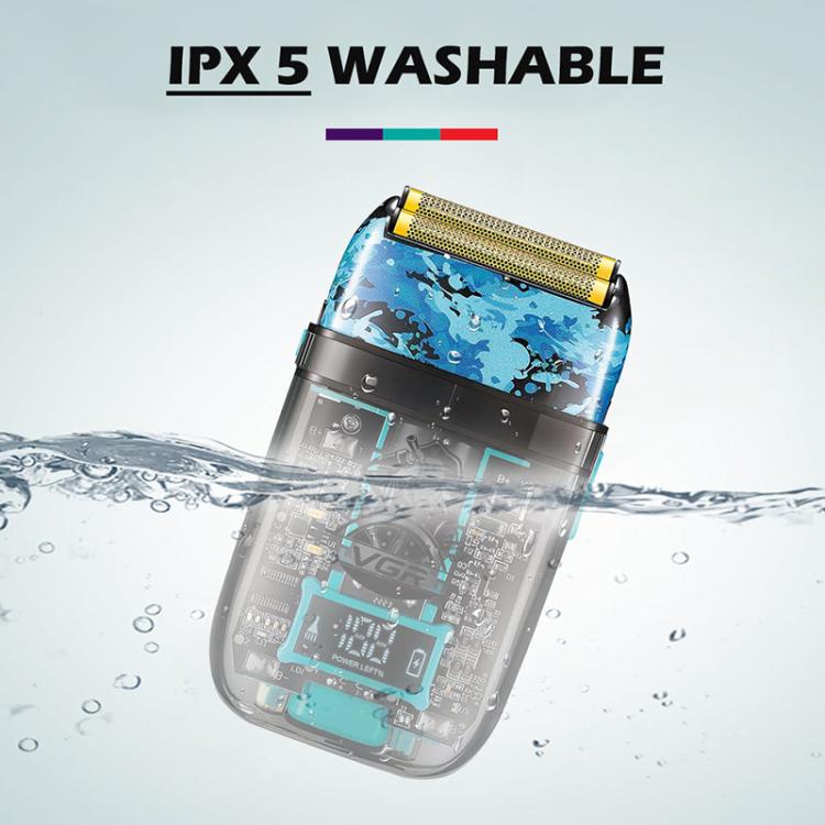Rasoir électrique portable à grille VGR V-352 à deux têtes de coupe (noir transparent)