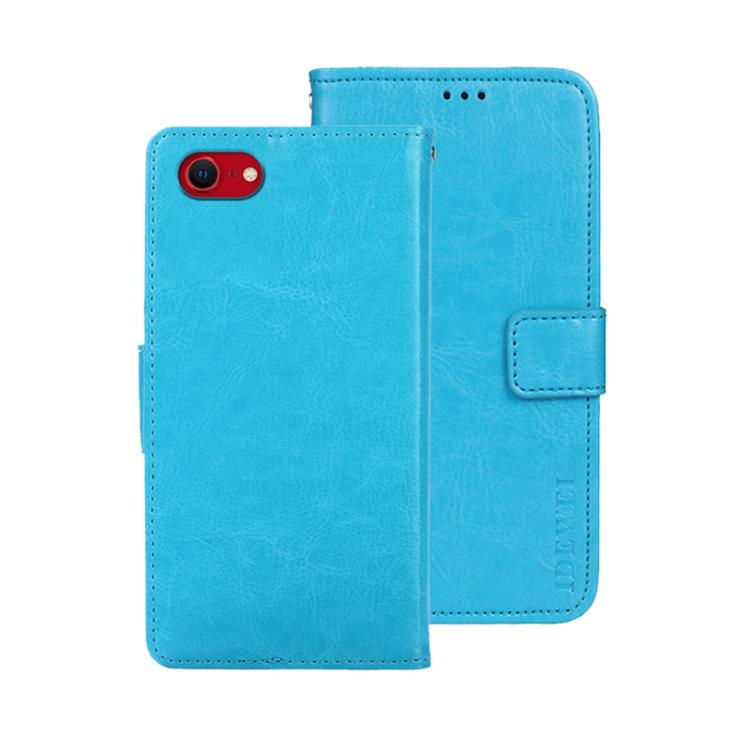 For iPhone 17e / 16e idewei Crazy Horse Texture Leather Phone Case(Sky Blue)