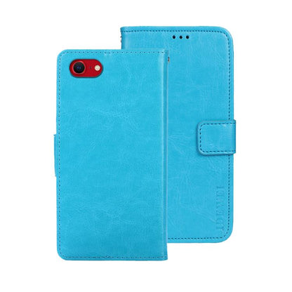 For iPhone 17e / 16e idewei Crazy Horse Texture Leather Phone Case(Sky Blue)