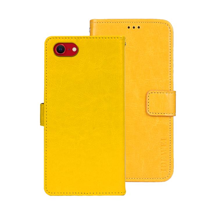 Pour iPhone 17e / 16e Coque de Téléphone en Cuir Texture Crazy Horse idewei (Jaune)
