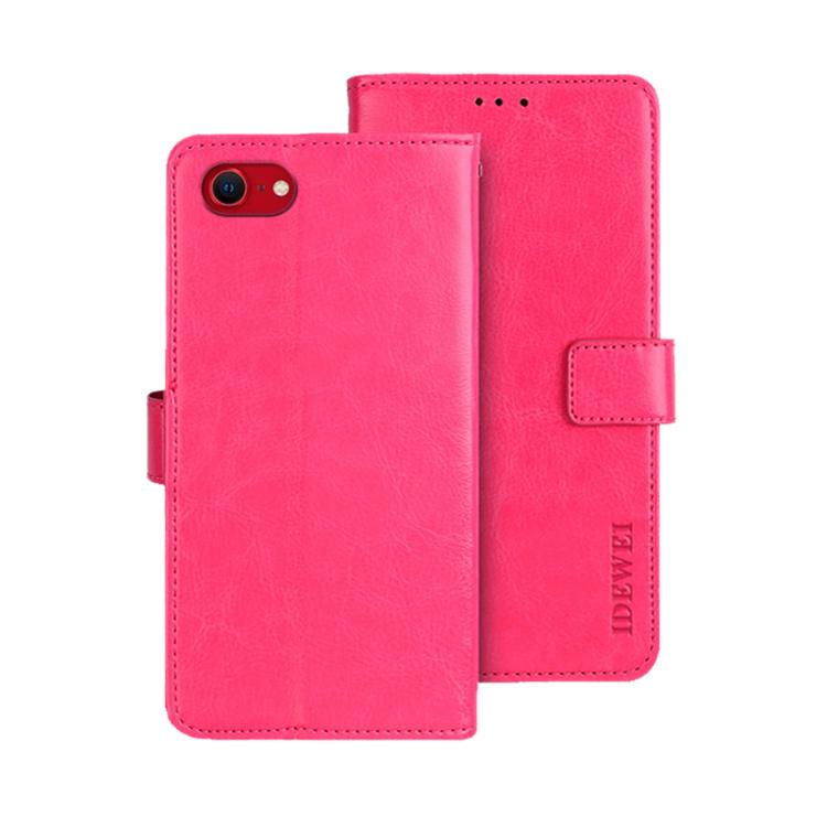 For iPhone 17e / 16e idewei Crazy Horse Texture Leather Phone Case(Rose Red)